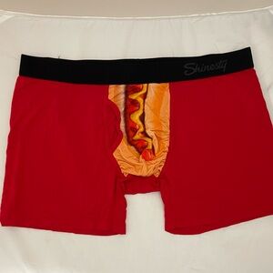 Shinesty Men’s Red Boxer Briefs with Hot Dog Design - Size XL